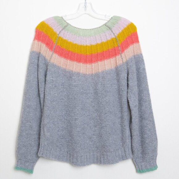 Anthropologie Colleen Alpaca Wool Blend Rainbow Sweater Shimmer Gray - Picture 4 of 13